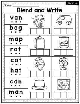 Blend and Write Phonics Worksheets - Orthographic Mapping (Science of ...