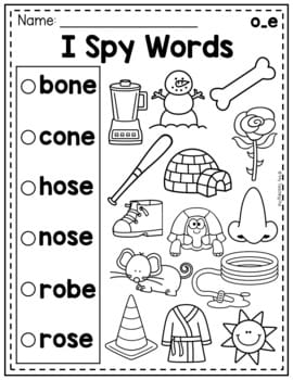 I Spy Worksheets - Phonics Worksheets (CVC, Digraphs, CVCE) - My ...