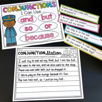 Conjunctions Literacy Center - Writing and Sentence Station - My ...