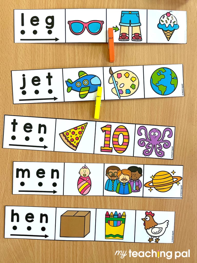 Read and Clip Decodable Word Cards