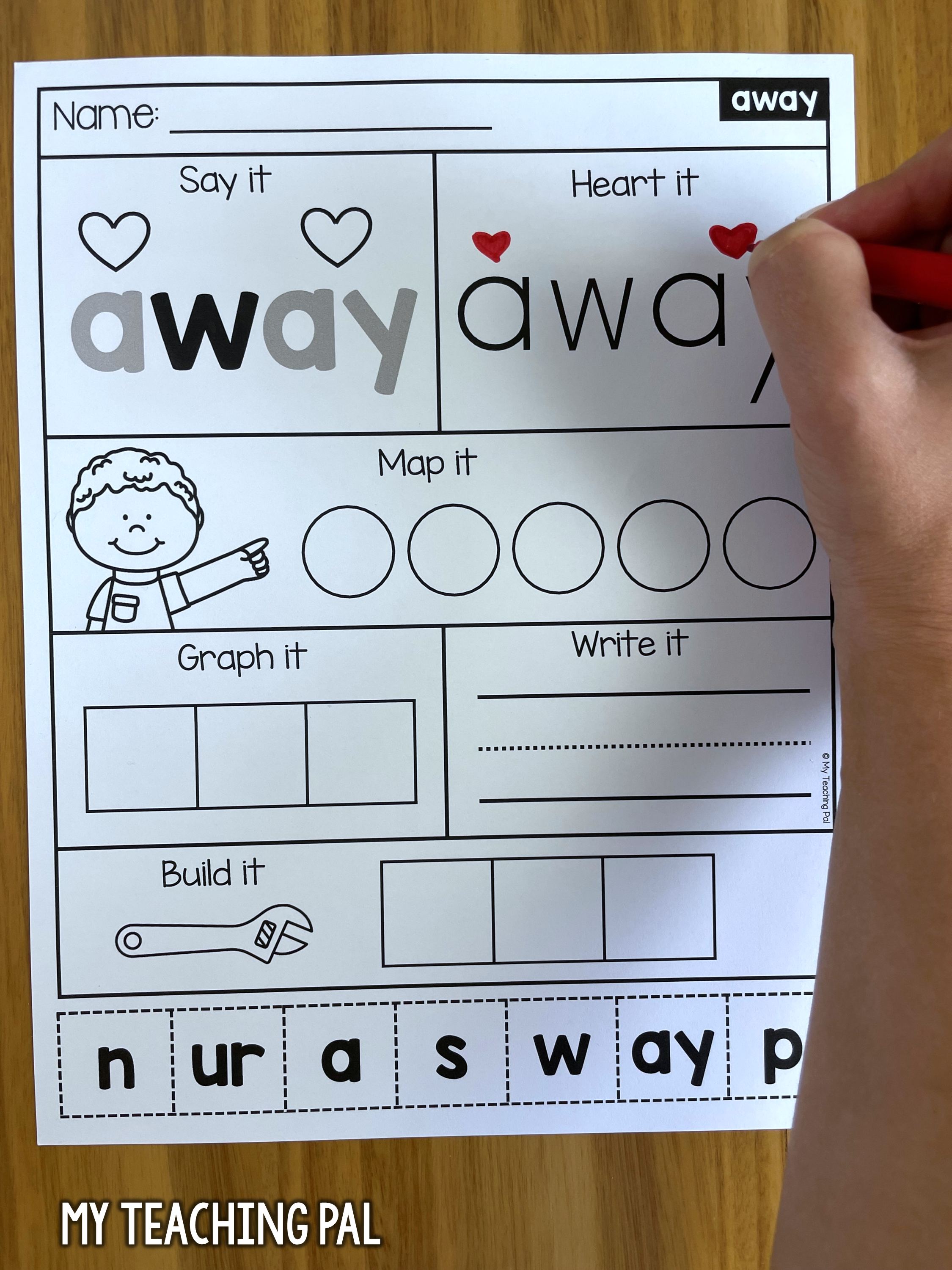 Heart words worksheet