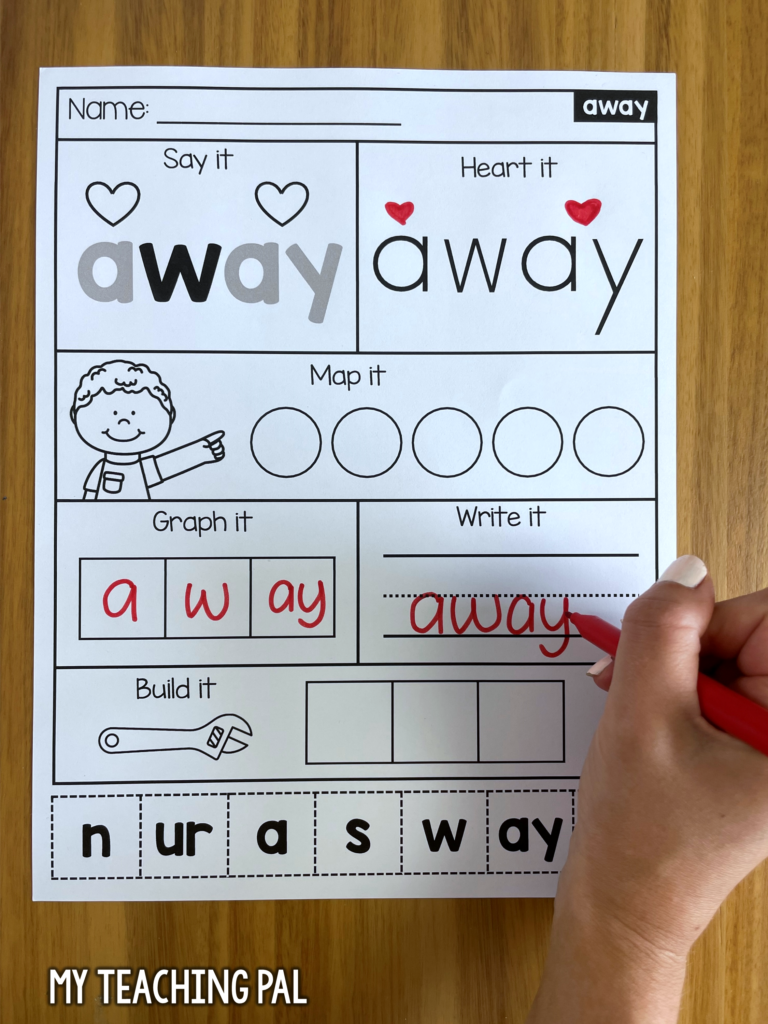 Heart words worksheet