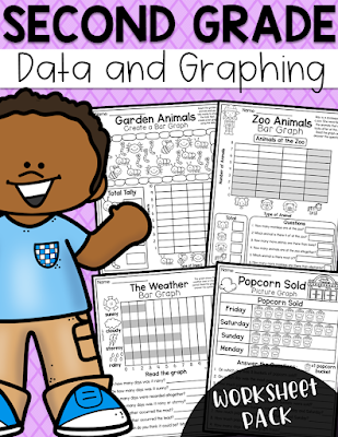 Second Grade data and graphing worksheet packet cover