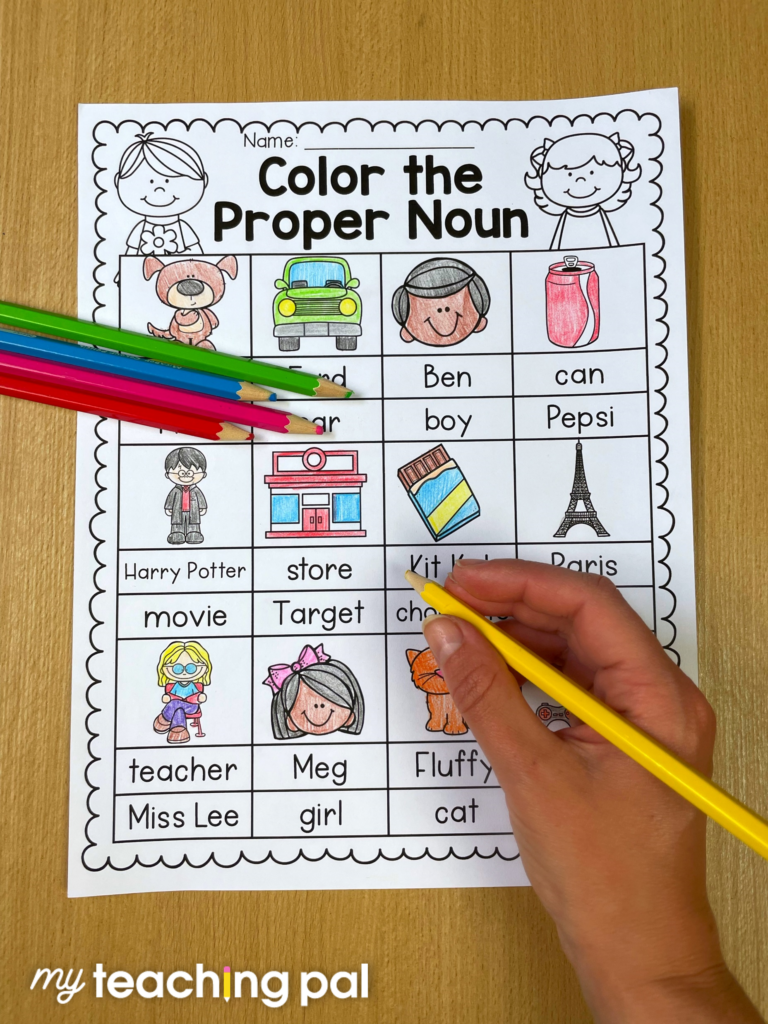 Kindergarten Grammar Worksheets for proper nouns