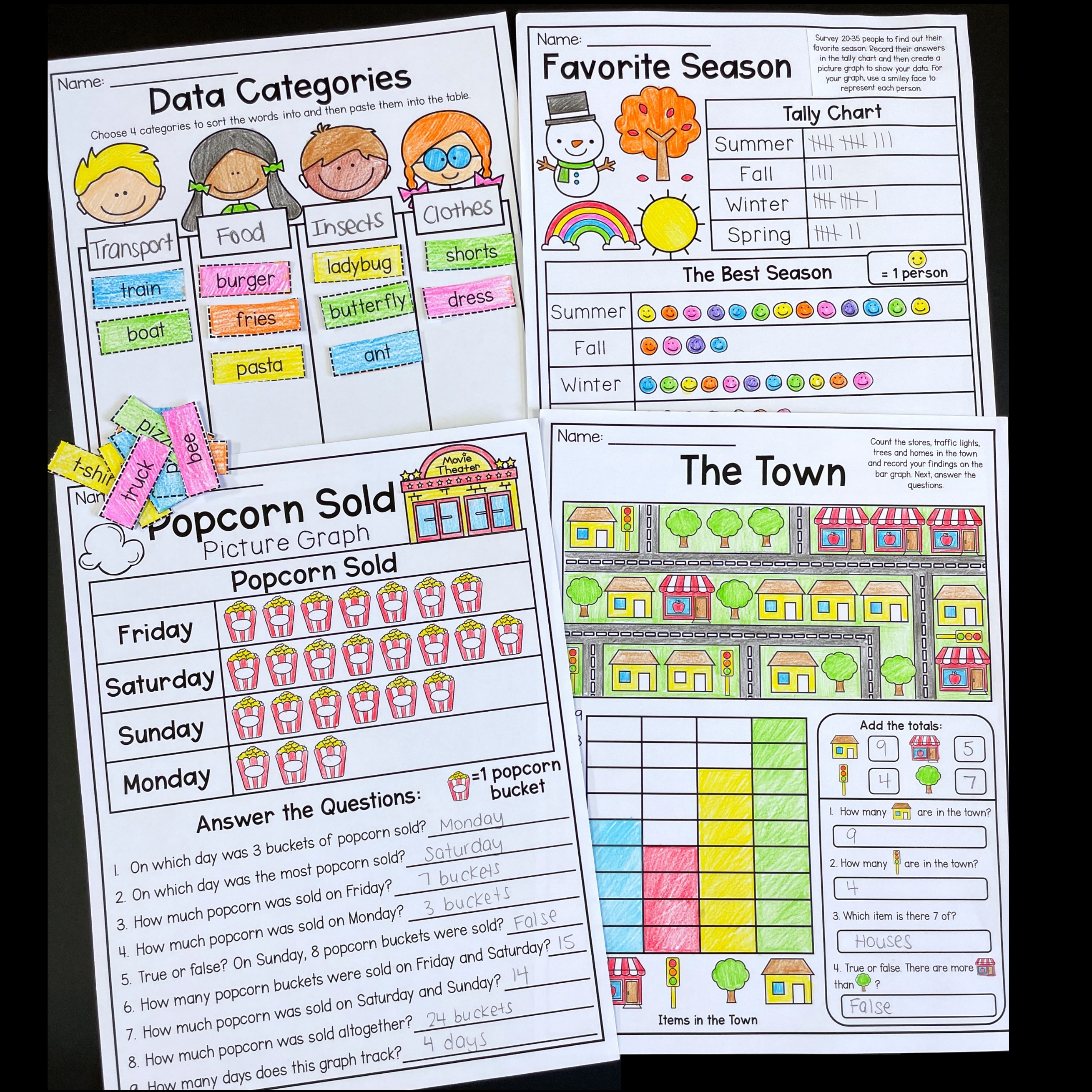 Second Grade Data and Graphing Worksheets