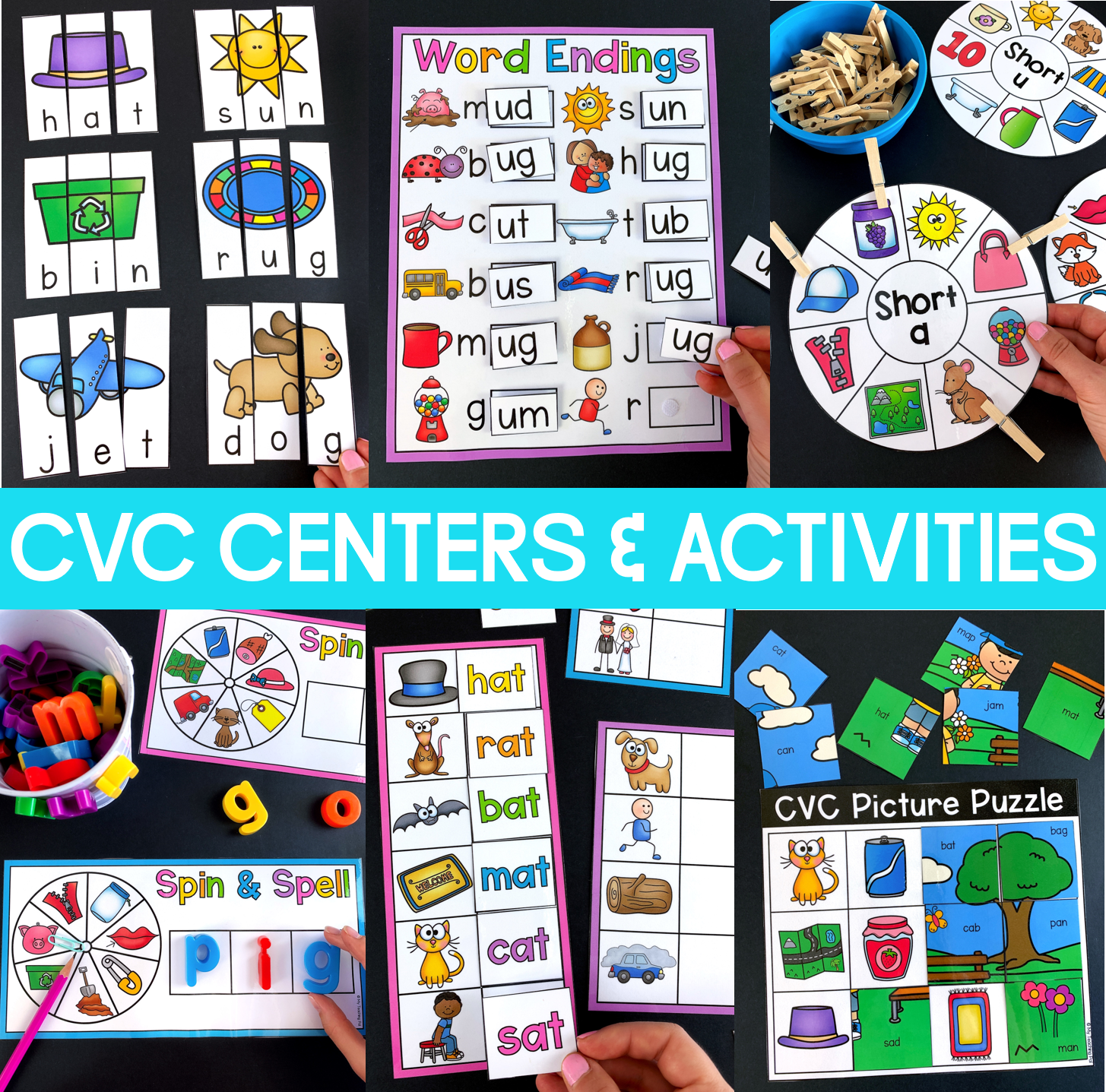 CVC literacy centers collage