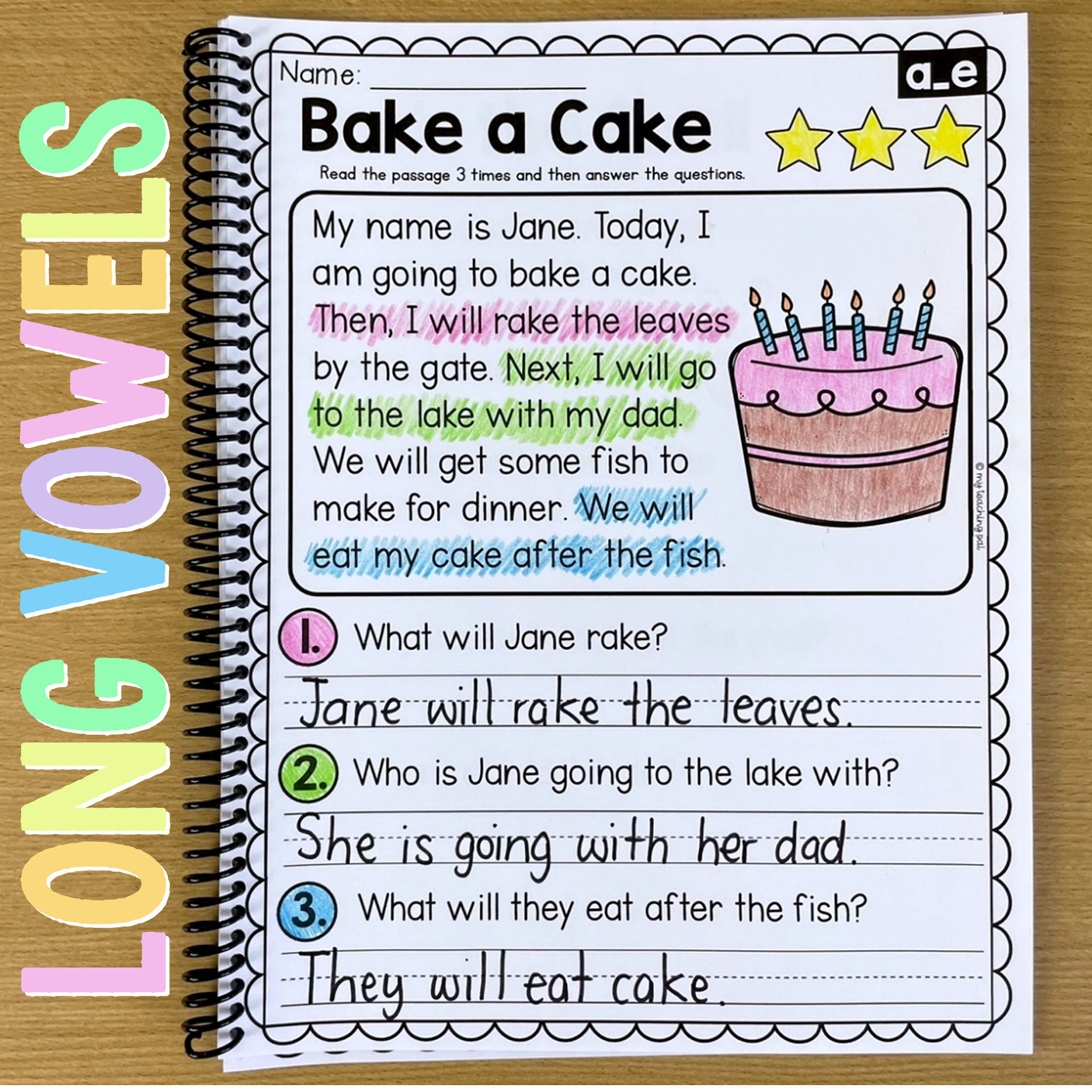 Long Vowels Reading Comprehension Worksheets