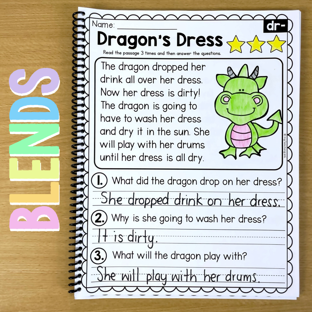 Blends Reading Comprehension Worksheets