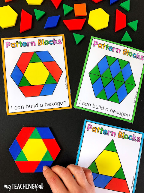 Building shapes with pattern blocks game.