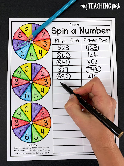 Comparing 3 digit numbers worksheet